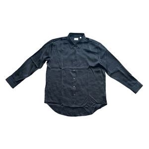 Aritzia Wilfred Sail Satin Button Up Shirt Black Medium NWT